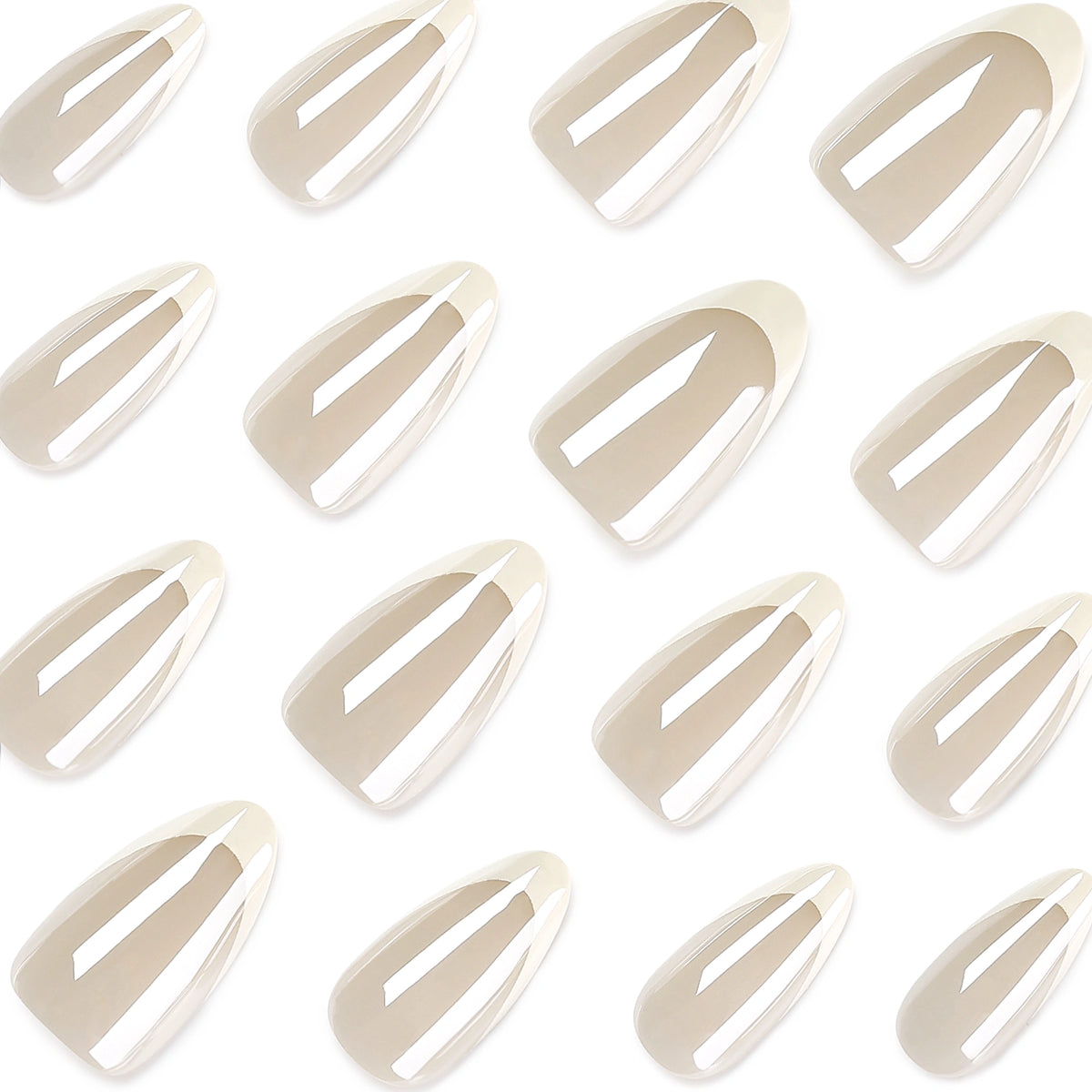 Ivory Glaze French Almond Press On Nails 24PCS