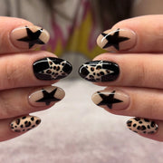 Leopard Onyx Star Almond Press On Nails 24PCS