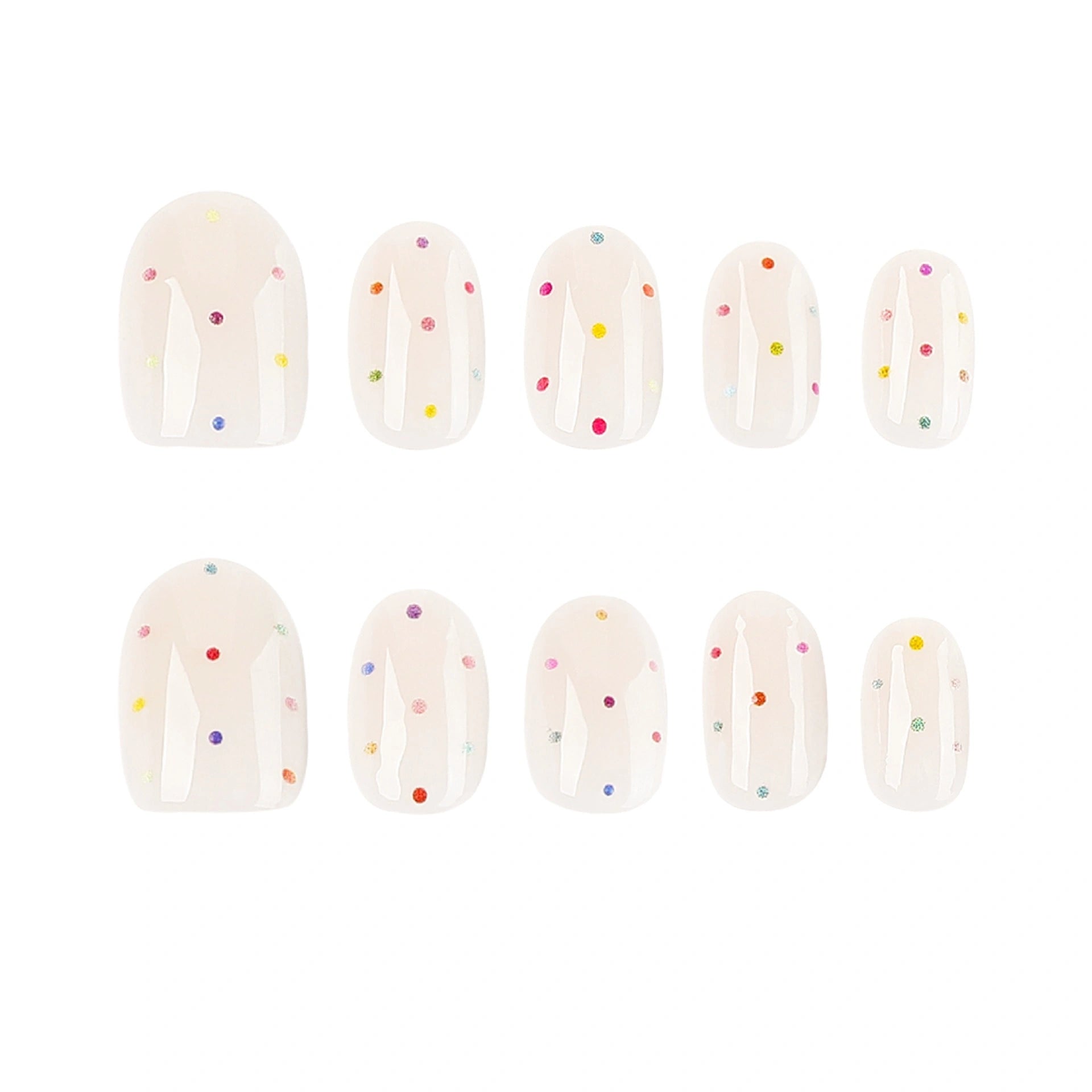 Milky Confetti Round Press On Nails 24PCS