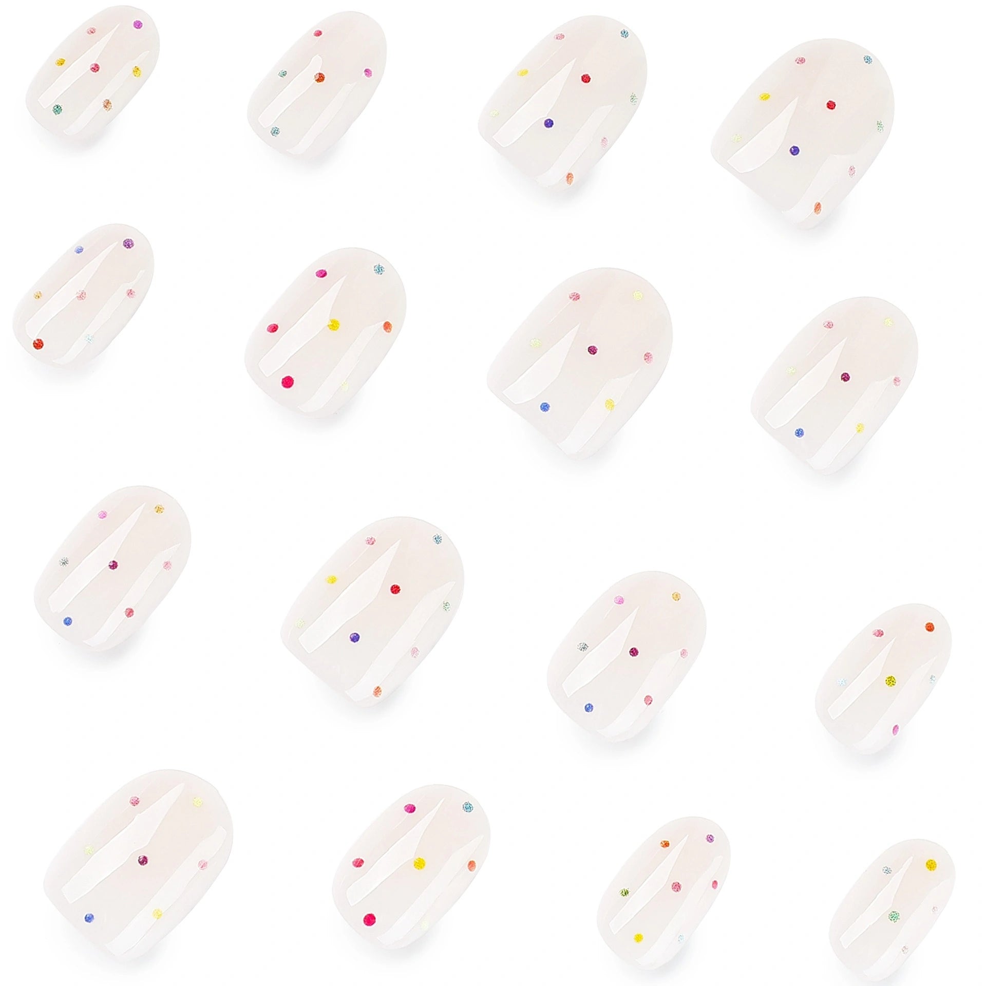 Milky Confetti Round Press On Nails 24PCS