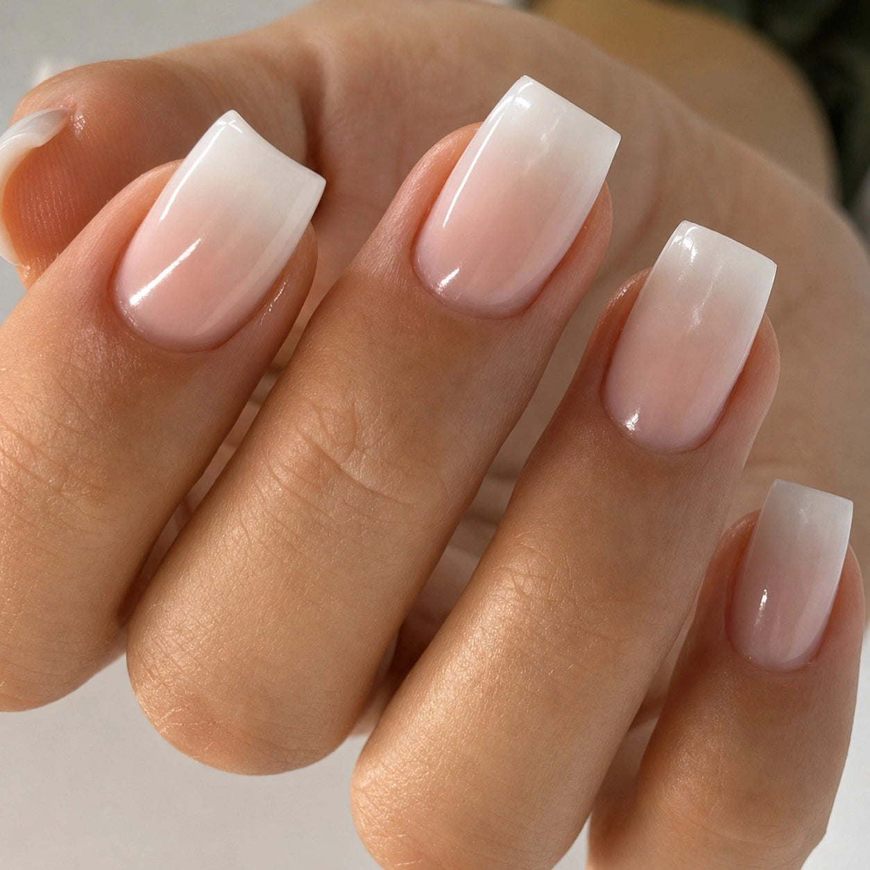 Milky White French Square Press On Nails 24PCS