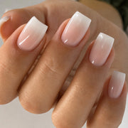 Milky White French Square Press On Nails 24PCS