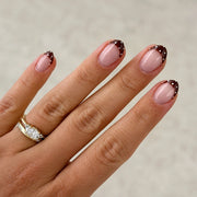 Mocha Dot French Almond Press On Nails 24PCS