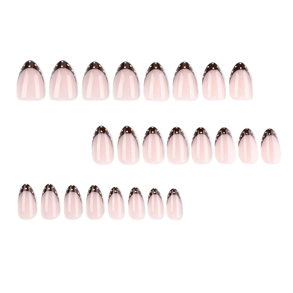 Mocha Dot French Almond Press On Nails 24PCS