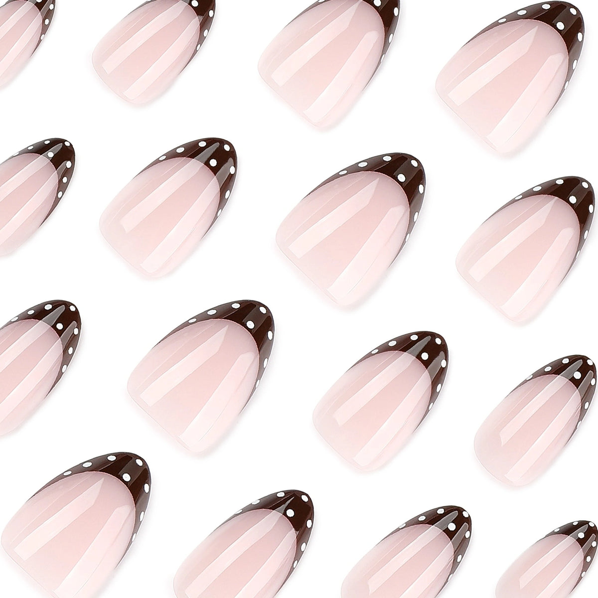 Mocha Dot French Almond Press On Nails 24PCS