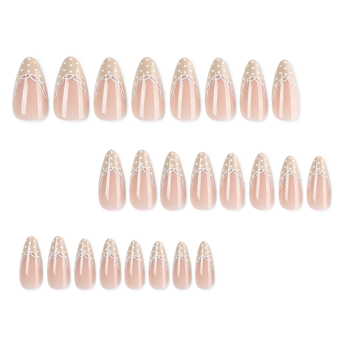 Nude Lace French Almond Press On Nails 24PCS