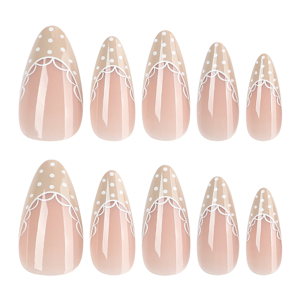 Nude Lace French Almond Press On Nails 24PCS