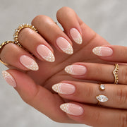 Nude Lace French Almond Press On Nails 24PCS