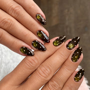 Olive Galaxy Dot Almond Press On Nails 24PCS