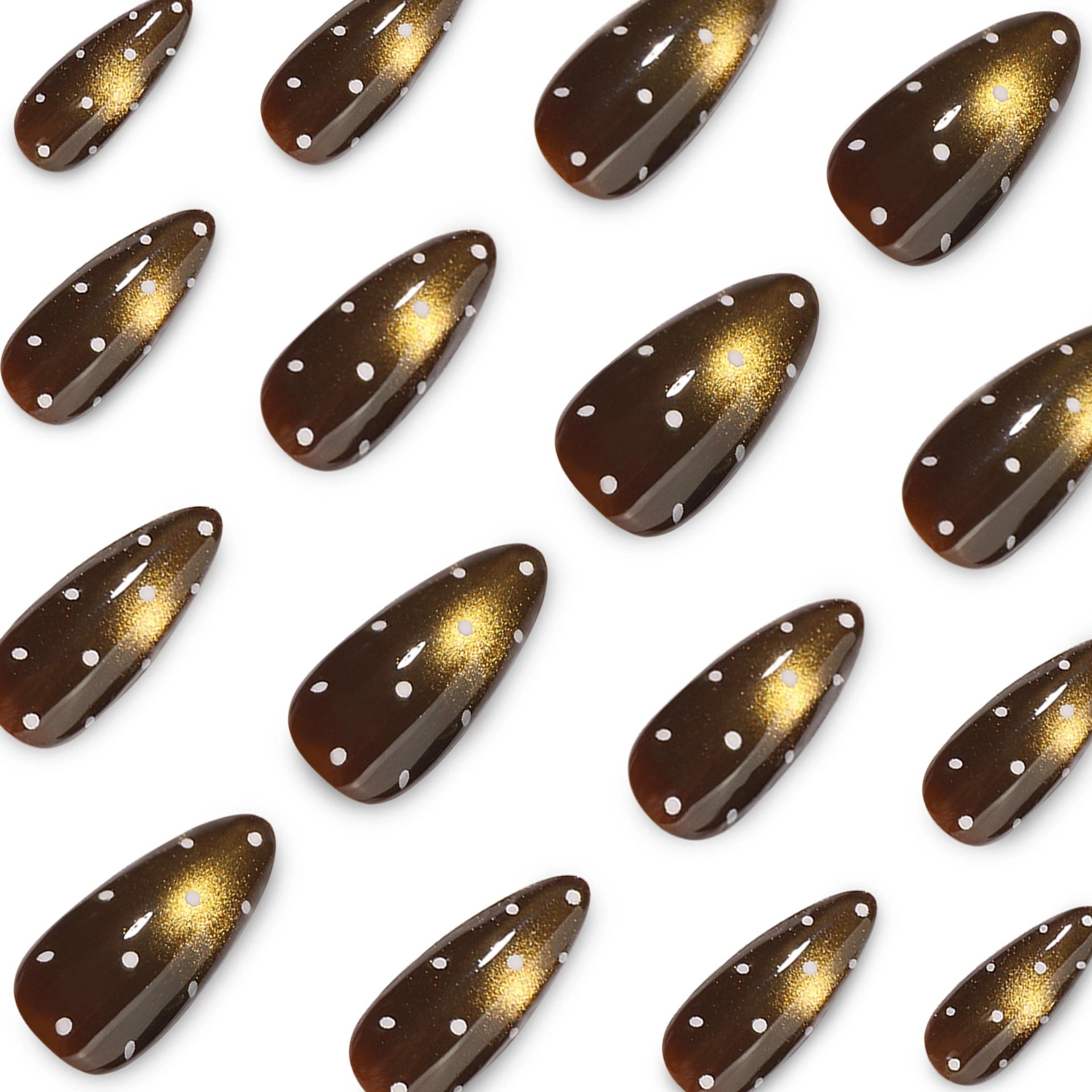 Olive Galaxy Dot Almond Press On Nails 24PCS