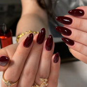 Oxblood Jelly Almond Press On Nails 24PCS