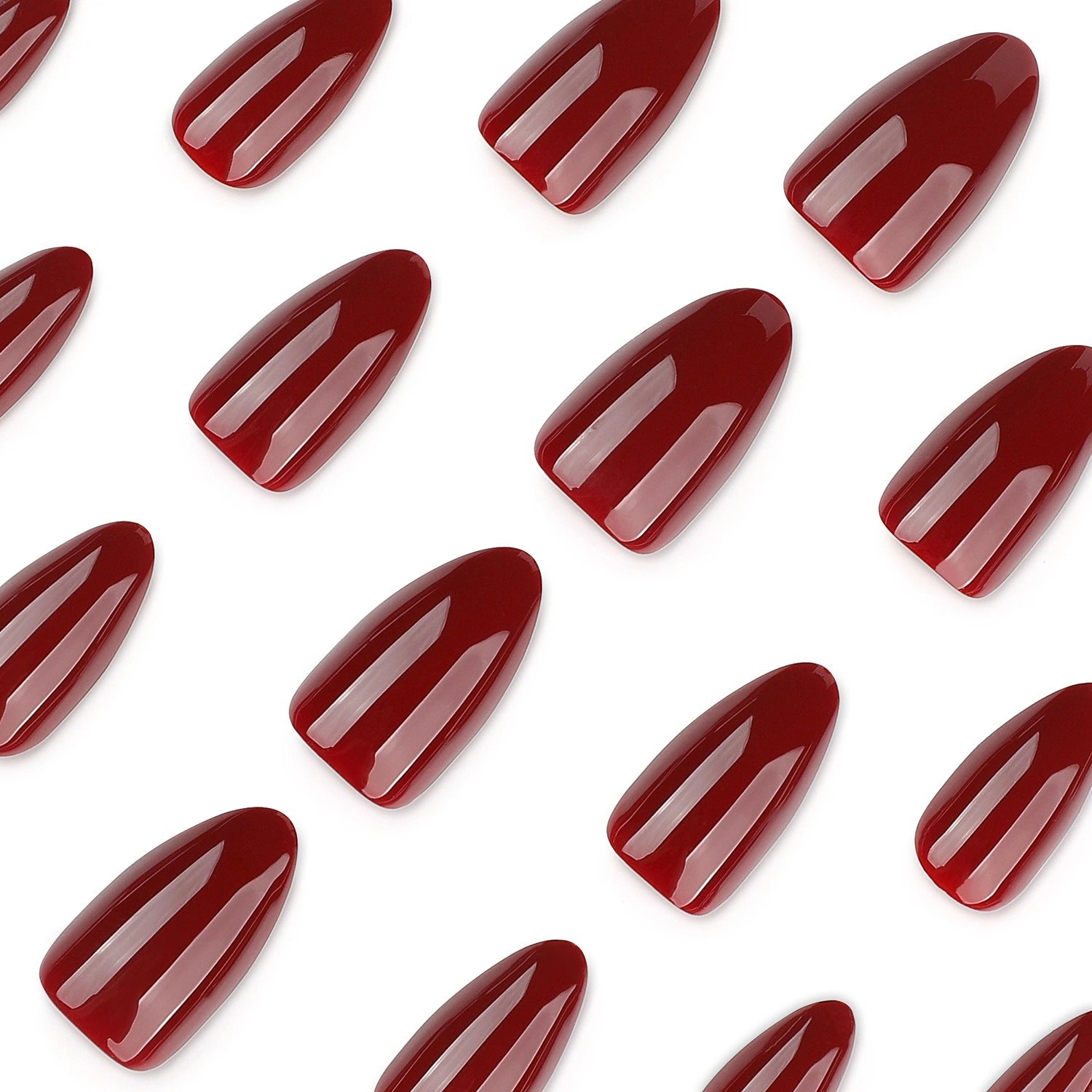 Oxblood Jelly Almond Press On Nails 24PCS