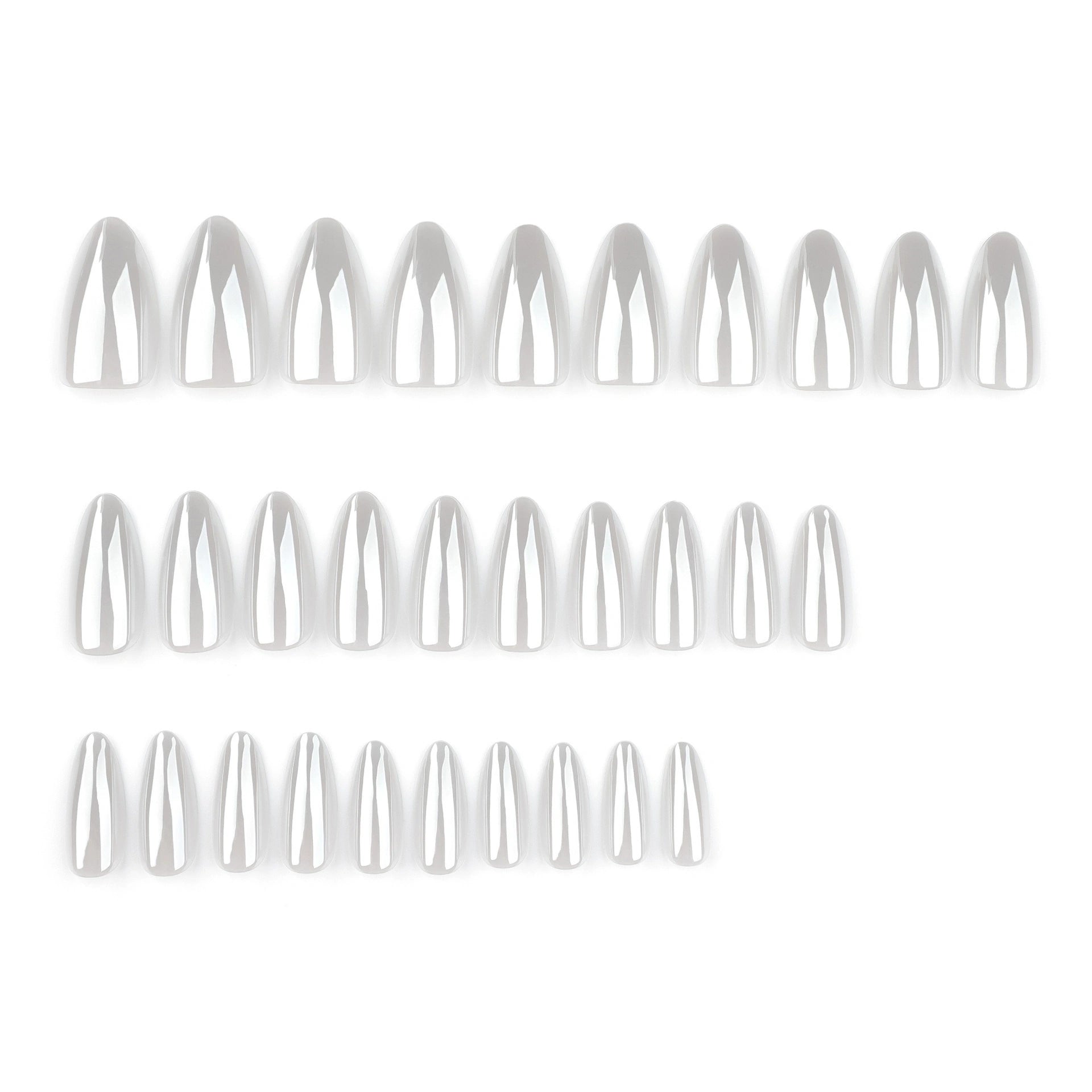 Silver Glaze Almond Press On Nails 24PCS