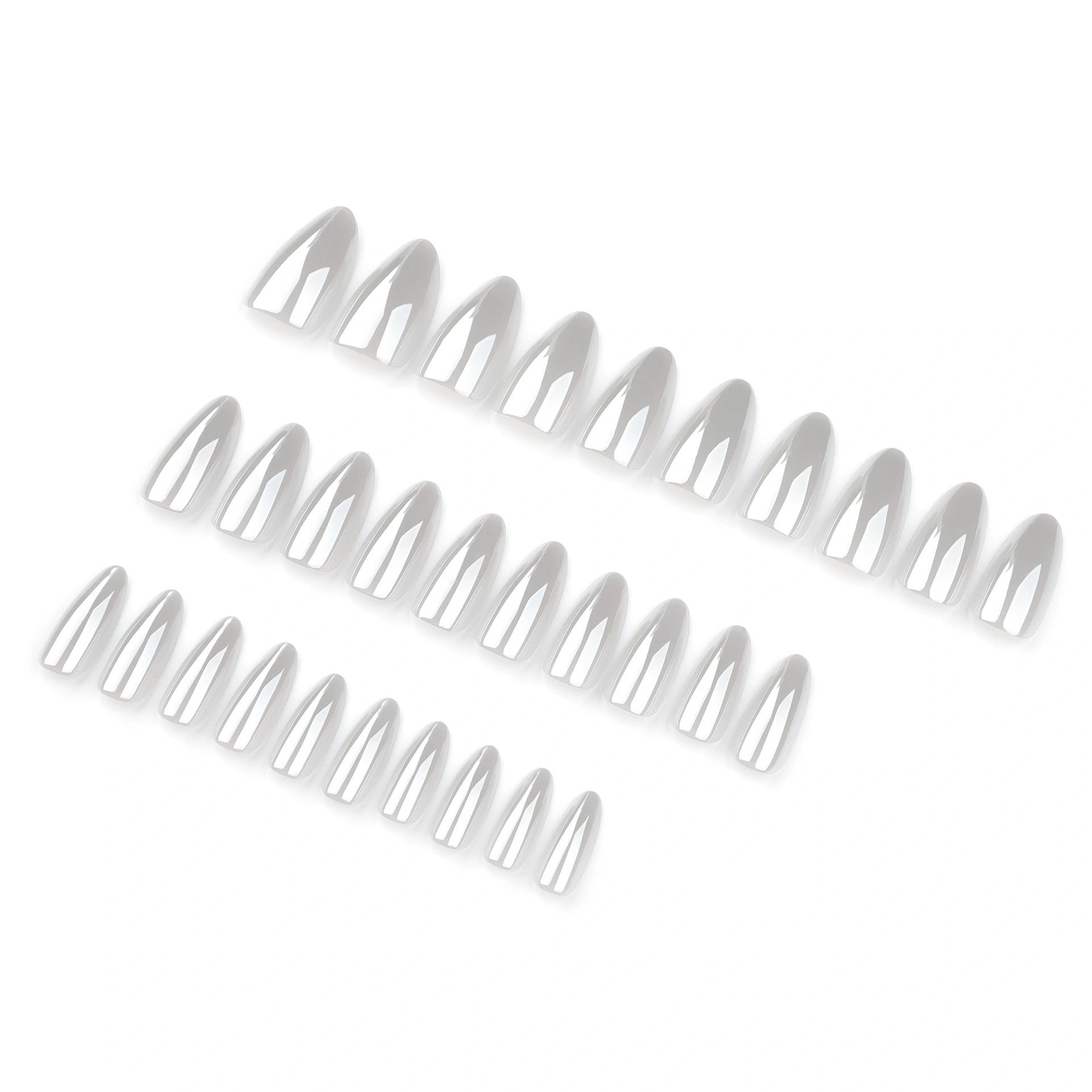 Silver Glaze Almond Press On Nails 24PCS