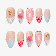 Whimsical Mermaid Blossom & Starfish Press On Nails | 10PCS