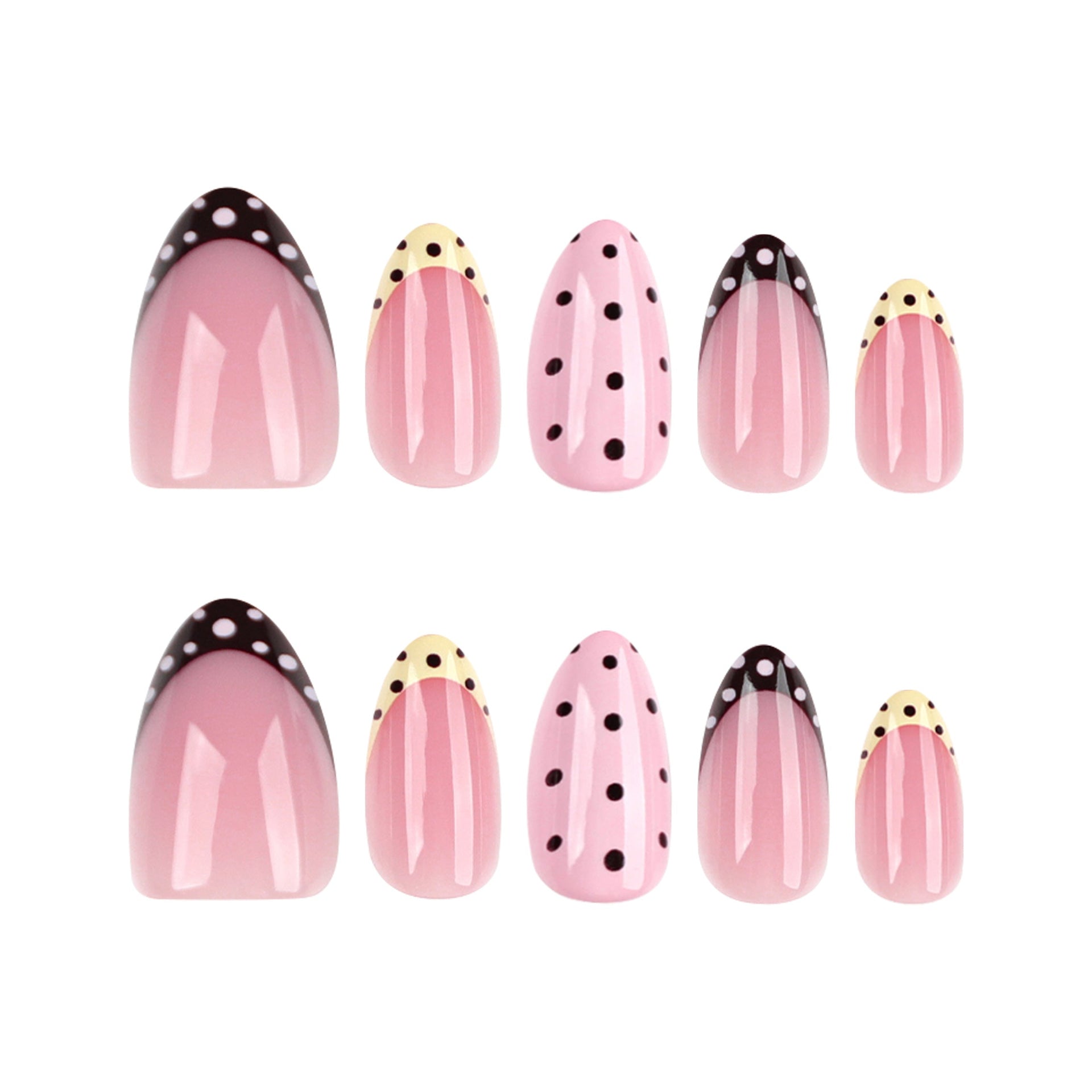 Trendy Contrast Dot Short Almond Press On Nails 24PCS