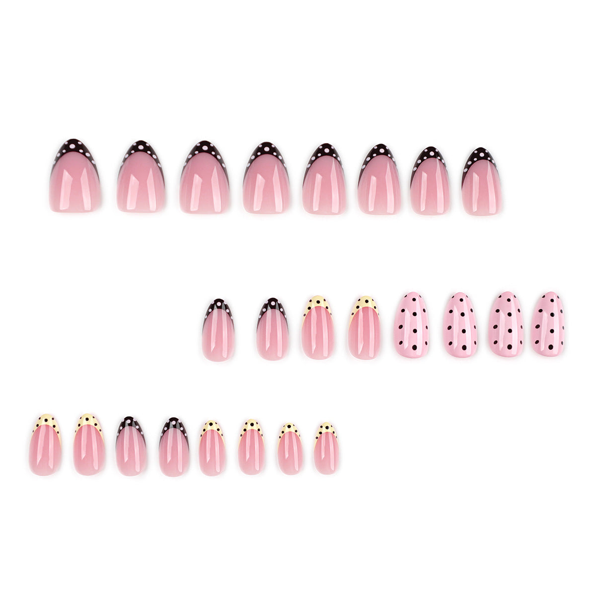 Trendy Contrast Dot Short Almond Press On Nails 24PCS