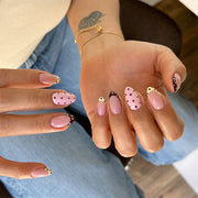 Trendy Contrast Dot Short Almond Press On Nails 24PCS