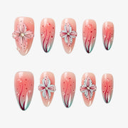 Statement Contrasting Coral Blossom Press On Nails | 10PCS