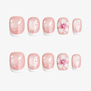 Shimmer Blush French & Water Drop Press On Nails | 10PCS