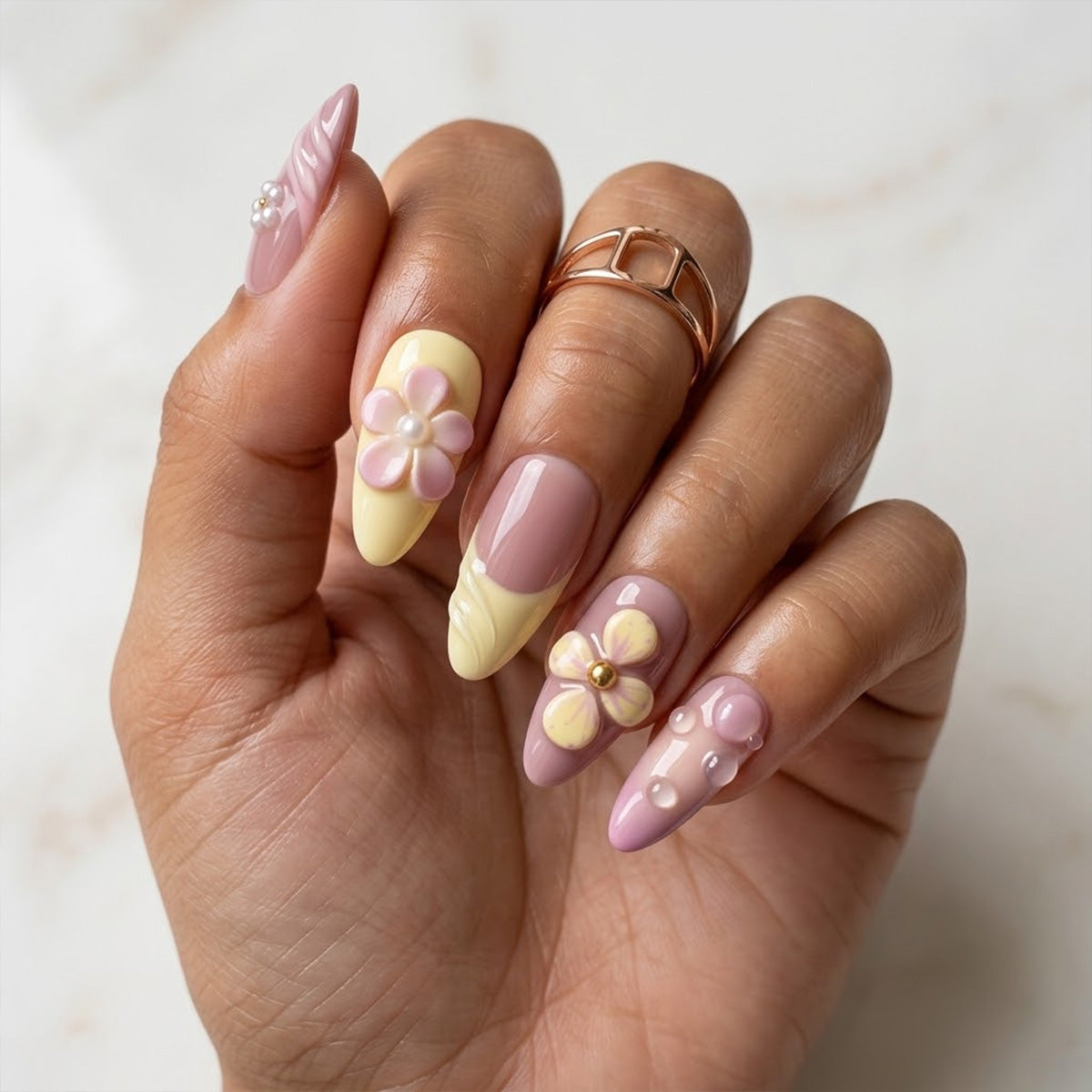 Peach Blossom Checkerboard Press On Nails | Salon-Pro 10PCS