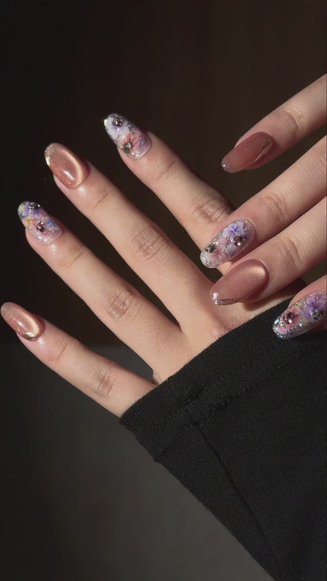 Load video: Ethereal Glazed Floral Almond Press-On Nails | Salon-Pro 10PCS