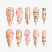Blush Gilded Armor Stiletto Press On Nails | Salon-Pro 10PCS