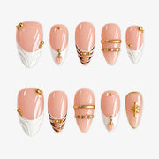 Blush Gilded Relief Almond Press On Nails | Salon-Pro 10PCS