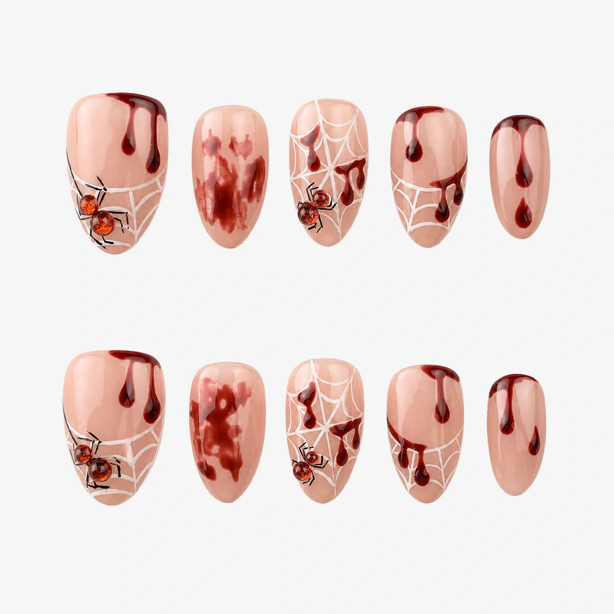 Blush Merlot Veil Almond Press On Nails | 10PCS