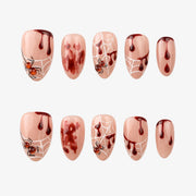Blush Merlot Veil Almond Press On Nails | 10PCS