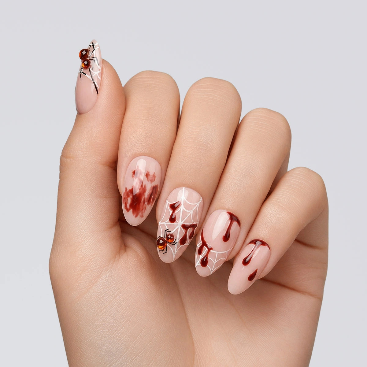 Blush Merlot Veil Almond Press On Nails | 10PCS
