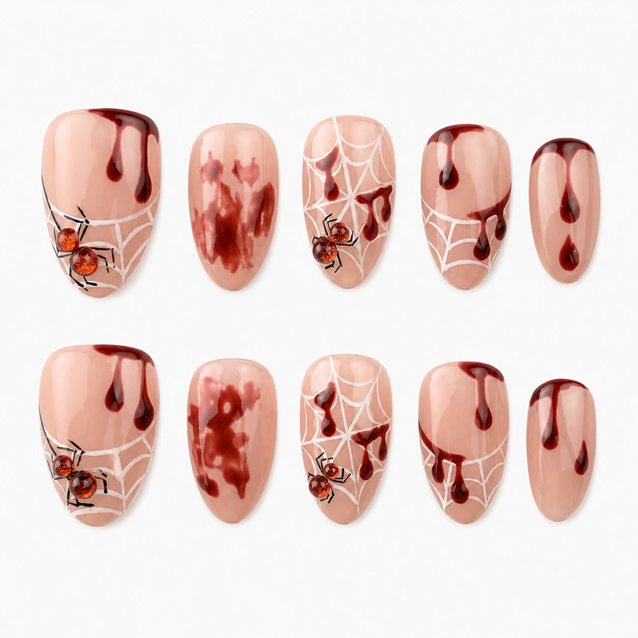 Blush Merlot Veil Almond Press On Nails | 10PCS