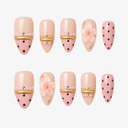 Blush Onyx Pearl Almond Press On Nails | 10PCS