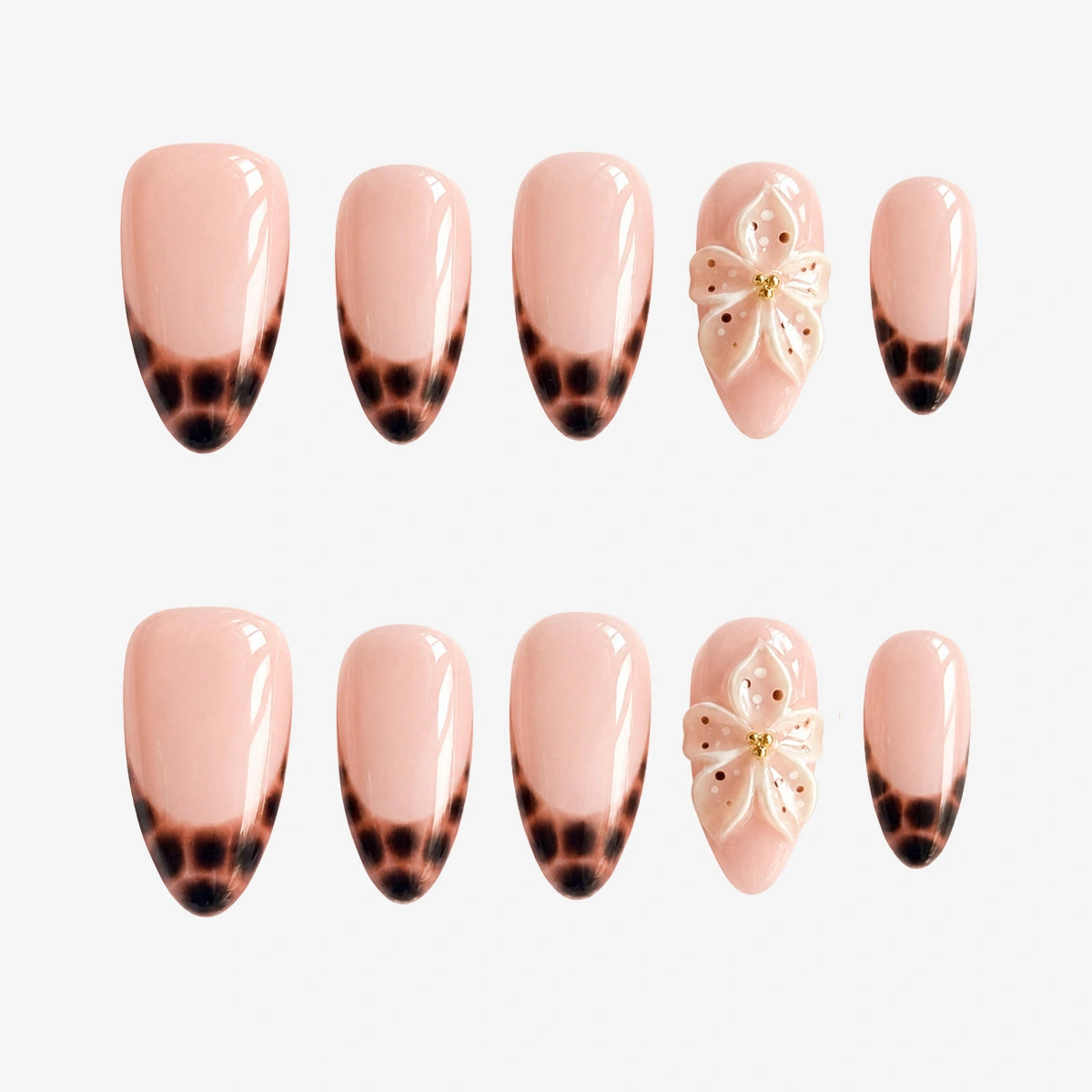 Blush Tortoise Butterfly Almond Press On Nails | Salon-Pro 10PCS