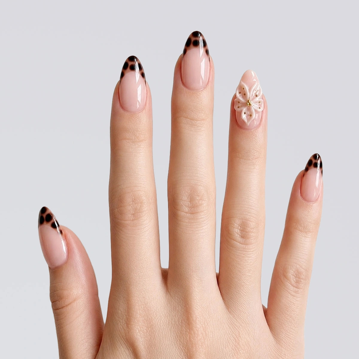Blush Tortoise Butterfly Almond Press On Nails | Salon-Pro 10PCS