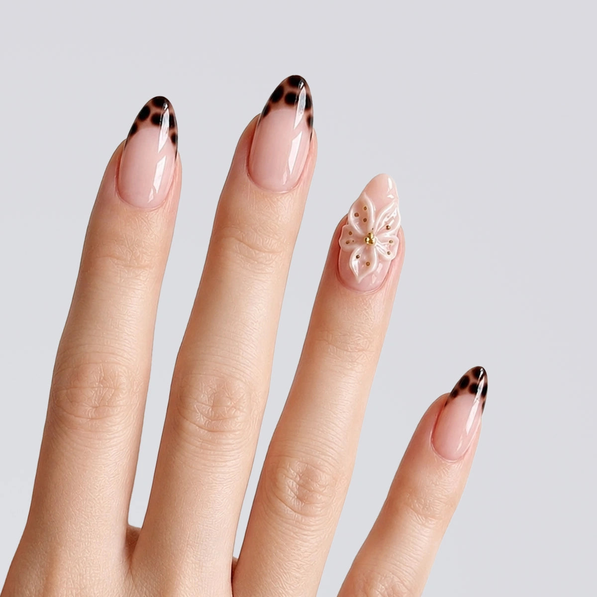 Blush Tortoise Butterfly Almond Press On Nails | Salon-Pro 10PCS