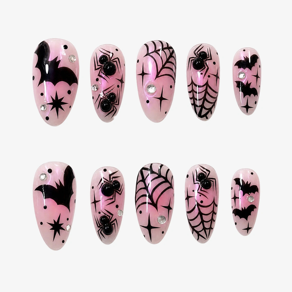 Blush Widow Web Almond Press On Nails | 10PCS