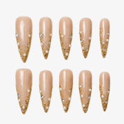 Champagne Crystal Fade Stiletto Press On Nails | 10PCS