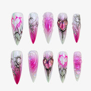 Fuchsia Chrome Thorn Stiletto Press On Nails | 10PCS