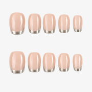 Nude Silver French Squoval Press On Nails | 10PCS