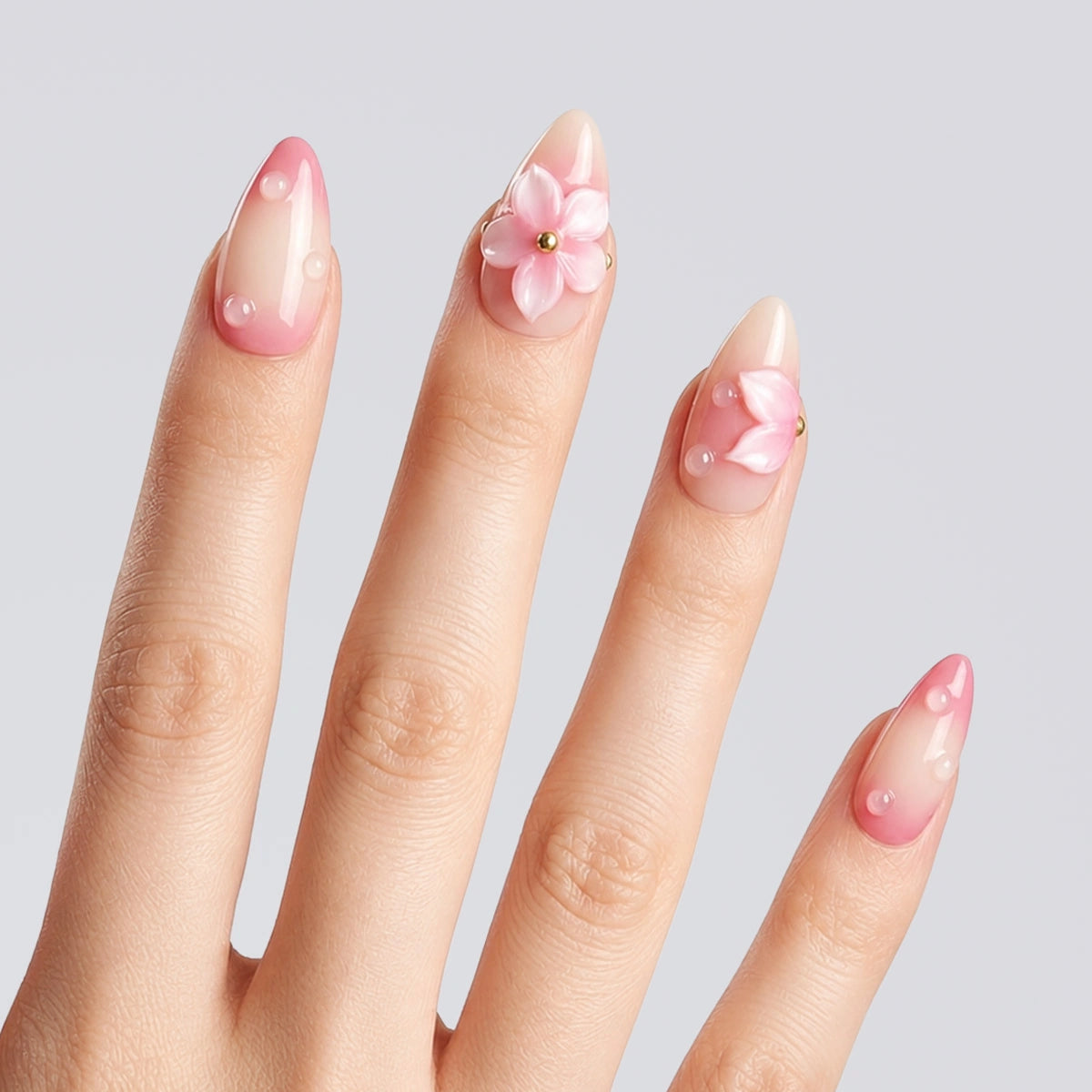 Pink Jelly Bloom Short Almond Press On Nails | Salon-Pro 10PCS