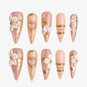 Rose Gold Bloom Stiletto Press On Nails | Salon-Pro 10PCS