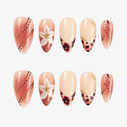 Rose Leopard Bloom Almond Press On Nails | Salon-Pro 10PCS