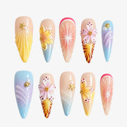 Tropical Prism Butterfly Stiletto Press On Nails | Salon-Pro 10PCS