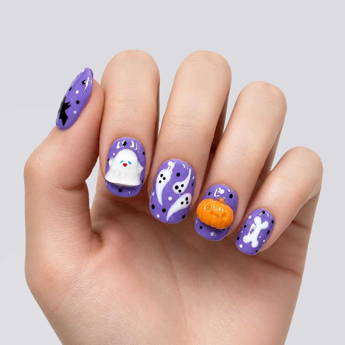 Violet Pumpkin Pop Squoval Press On Nails | 10PCS