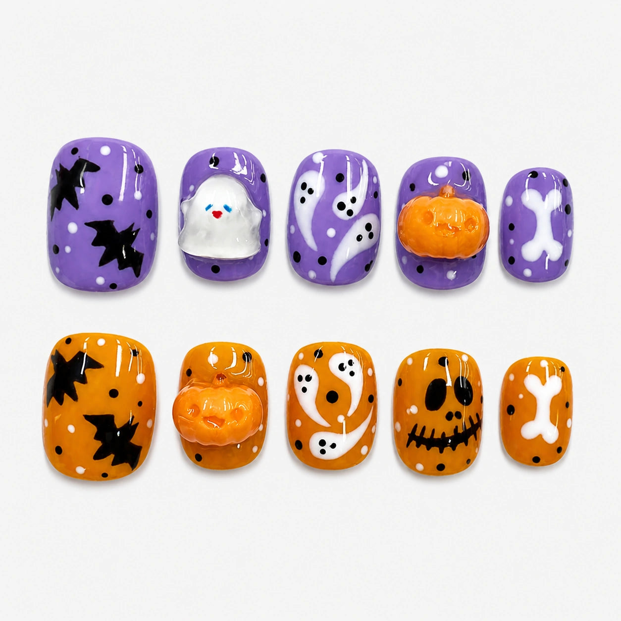 Violet Pumpkin Pop Squoval Press On Nails | 10PCS
