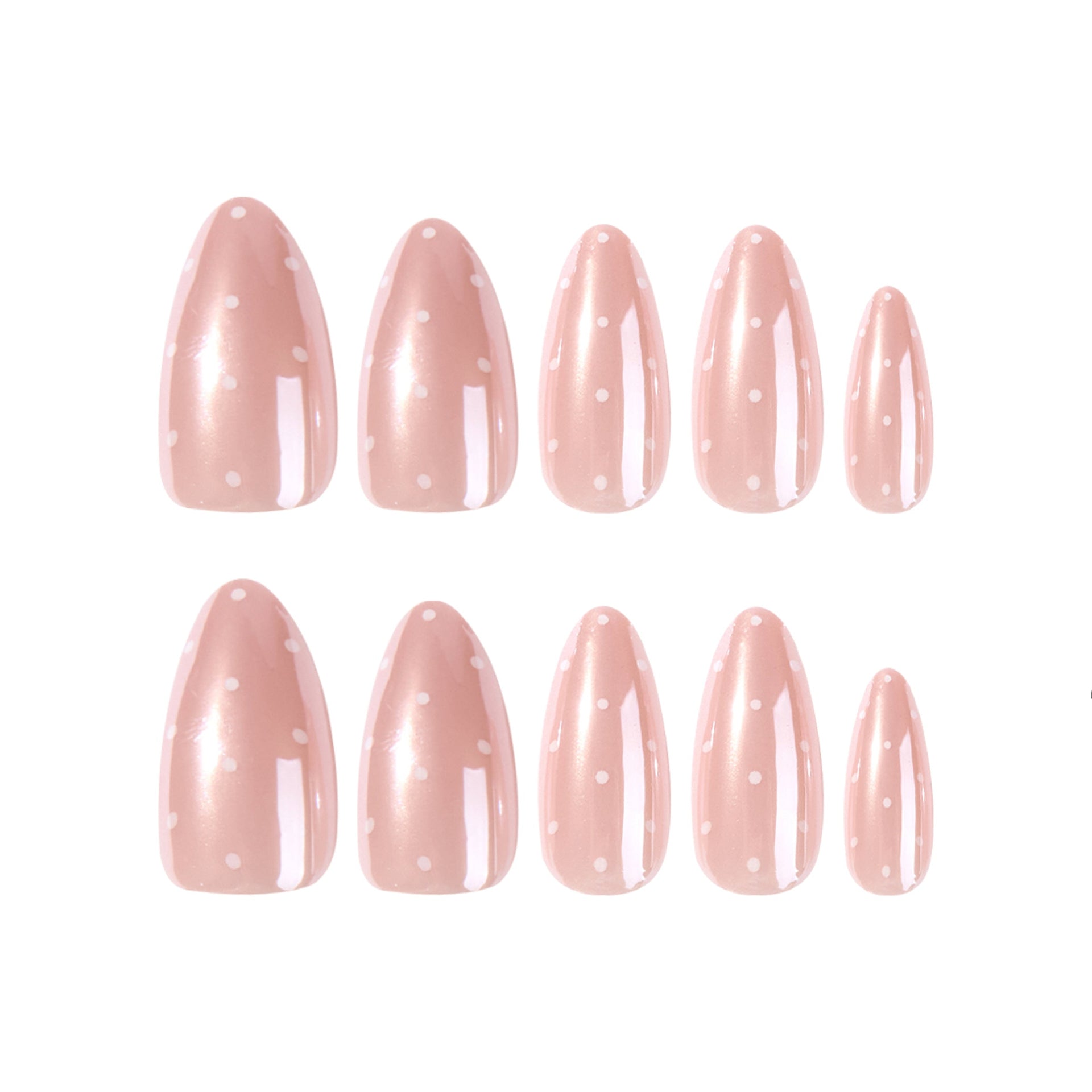 Minimalist Glazed Pearl & White Dot Press On Nails 24PCS
