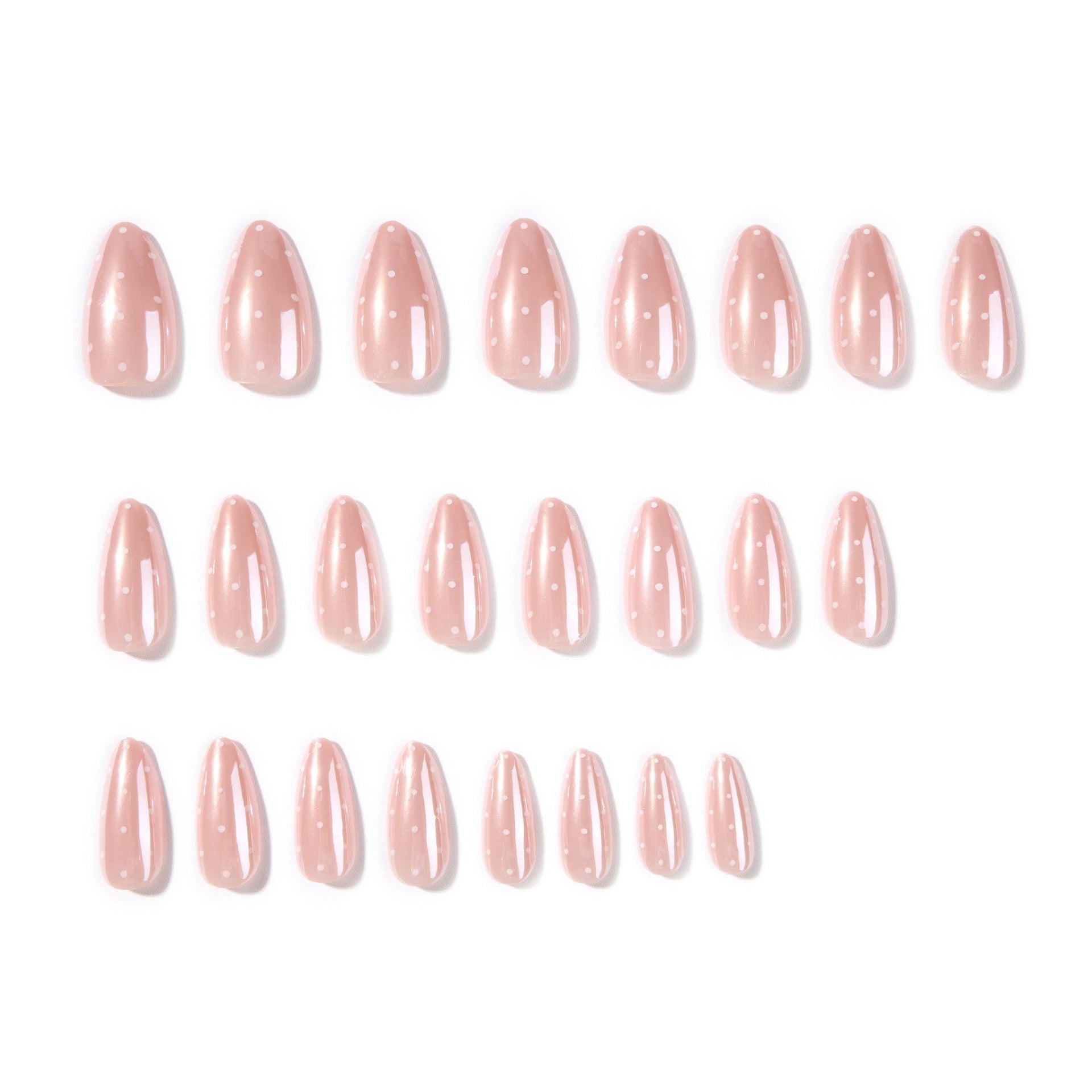 Minimalist Glazed Pearl & White Dot Press On Nails 24PCS