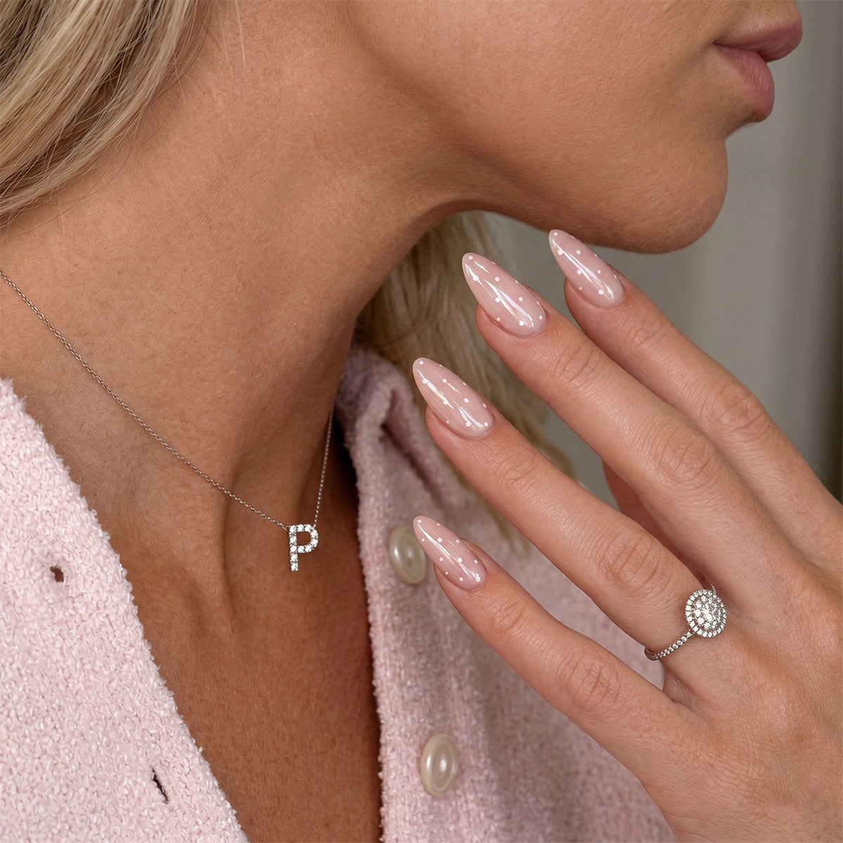 Minimalist Glazed Pearl & White Dot Press On Nails 24PCS
