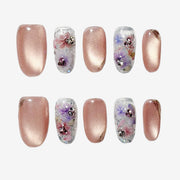 Ethereal Glazed Floral Almond Press-On Nails | Salon-Pro 10PCS